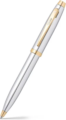 Vista 6 de Sheaffer 100 Bolígrafo de laca negra brillante con ribete cromado pulido
