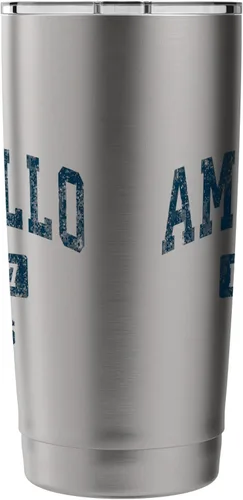Vista 2 de Amarillo Texas TX - Vaso aislado de acero inoxidable con estampado de color azul marino