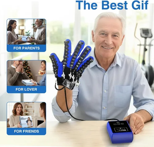 Vista 6 de Equipo de rehabilitación de manos, guantes de terapia para dispositivo de recuperación de mano de accidente cerebrovascular, guante