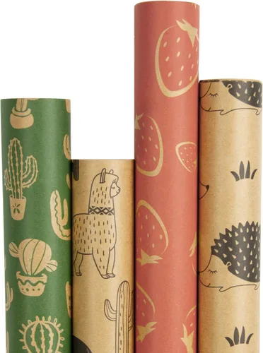 Vista 9 de RUSPEPA Rollos de papel kraft para envolver regalos - Diseño de arcoíris de cumpleaños colorido, total de 4 rollos (30 pulgadas x 10 pies, 4 rollos)