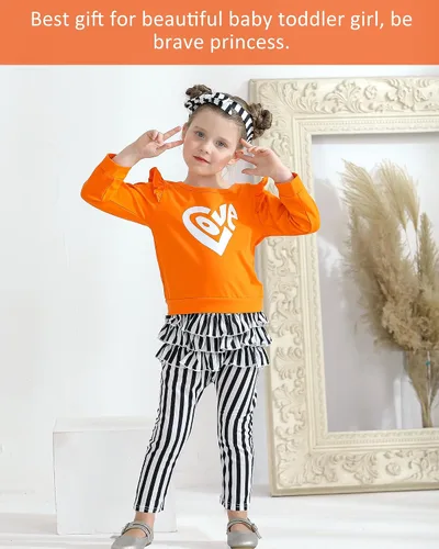 Vista 2 de NZRVAWS Ropa para bebé niña pequeña, conjunto de pantalones de mezclilla rasgados con volantes florales de leopardo para niña 0-4T