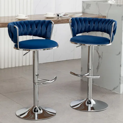 Vista 26 de Canxkun Gold - Juego de 2 taburetes de bar, sillas de bar de altura de mostrador con respaldo bajo, taburetes de bar de altura ajustable de Beige
