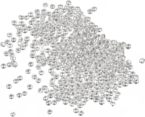 Vista 27 de uxcell 1000 cuentas redondas de engarzado, cuentas espaciadoras de extremo de crimpado de 0.079 pulgadas, pequeños tapones para hacer pulseras