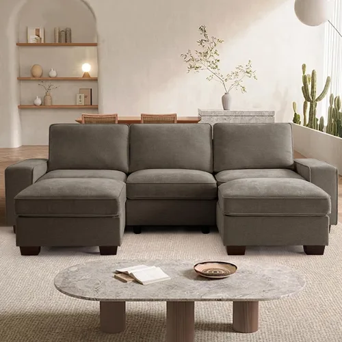 Vista 8 de TEKAMON - Sofá modular de 73" con almacenamiento en el asiento, sofá biplaza moderno de tela de chenilla para sala de estar, oficina, apartamento