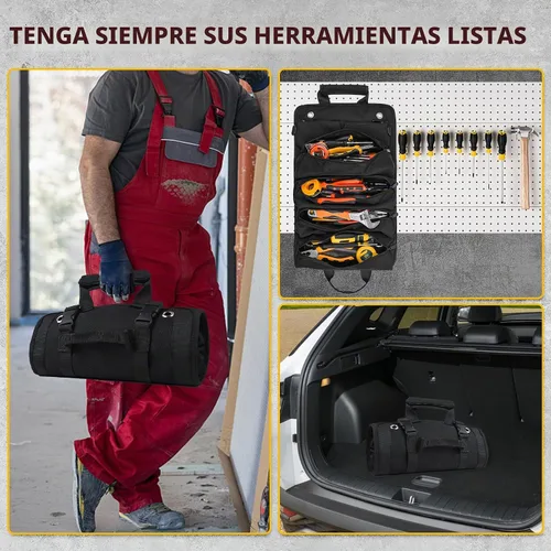 Vista 5 de Bolsa de herramientas, bolsas de herramientas para hombres, organizador de herramientas resistente, bolsa de herramientas enrollable portátil