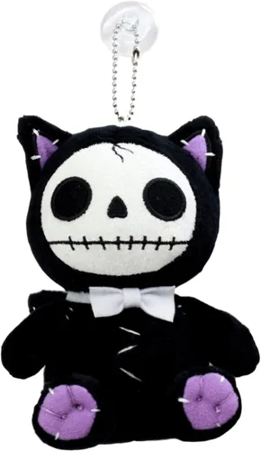 Vista 5 de Ebros Gift Furrybones - Gato Vudú negro, gato Mao Mao, lindo esqueleto de monstruo de peluche, figura suave, huesos peludos, fantasía mítica, gatos