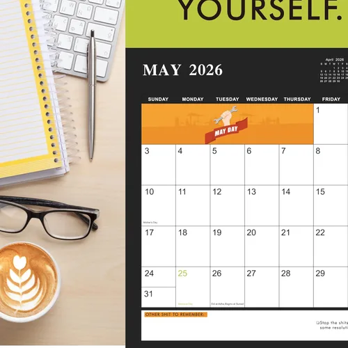 Vista 8 de Calendario 2026 – Calendario de pared 2026 divertido, calendario mensual de 12 meses, enero de 2026 a diciembre de 2026, 12 x 12 pulgadas (cerrado)