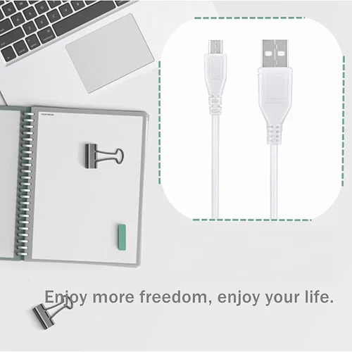 Vista 4 de Cable de alimentación micro USB blanco de 3.3 pies para altavoz de ducha Pokanic C6