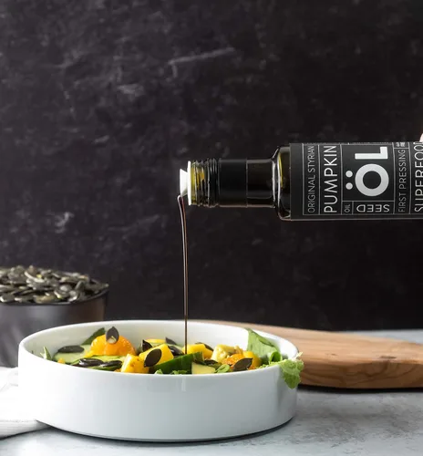 Vista 6 de Schlacher & Söhne Aceite de semilla de calabaza de estirio: 100% puro, prensado en frío, sin OMG, sin gluten, vegano, puede ayudar en el crecimiento
