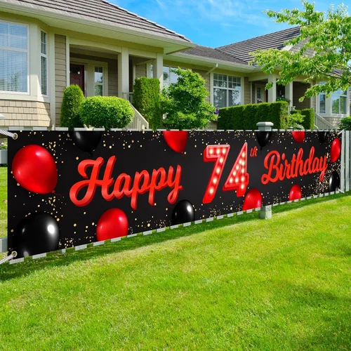 Vista 70 de Cartel de feliz cumpleaños número 10 color rojo y negro, globos para decoración temática para patio, jardín, niñas, mujeres, princesas, decoraciones