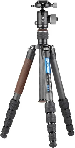 Vista 14 de Leofoto LX-224CT+XB-32Q Trípode de viaje, serie urbana, fibra de carbono, secciones de 4 patas, portátil y ligero, pierna reversible y columna