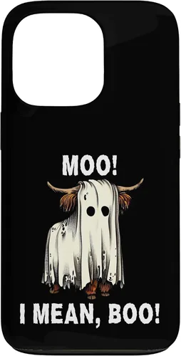 Vista 10 de iPhone 16 Funny Ghost Highland Cow Halloween Moo I Mean Boo Men Women Case