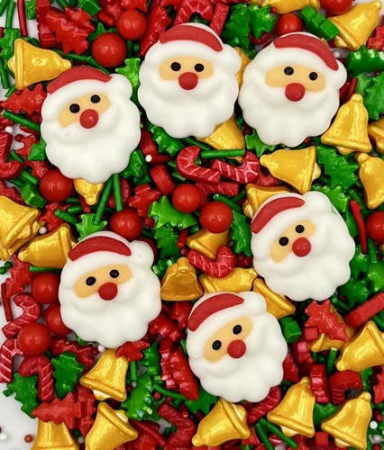 Vista 5 de Sentovac 12 piezas decoraciones comestibles para pasteles de Navidad (2 Papá Noel) Chispitas para mezclar para Navidad Suministros para fiesta 3