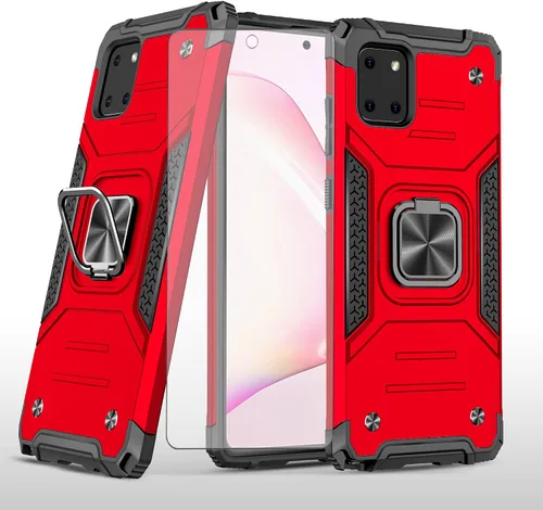 Vista 9 de Asuwish Funda para teléfono Samsung Galaxy Note 10 Lite con protector de pantalla de vidrio templado y soporte de anillo delgado híbrido protector