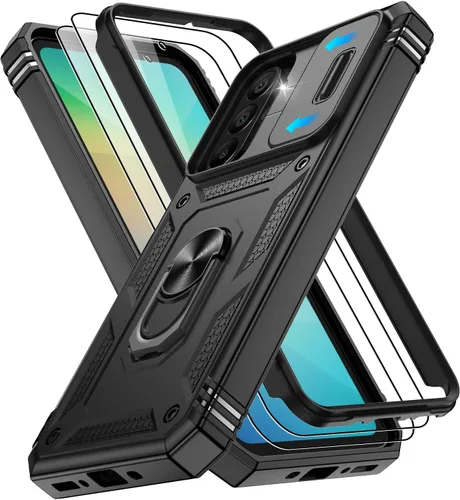 Vista 100 de Gritup Funda para Google Pixel 6 con cubierta deslizante para cámara y protector de pantalla (2 unidades), soporte de anillo giratorio 360°, funda