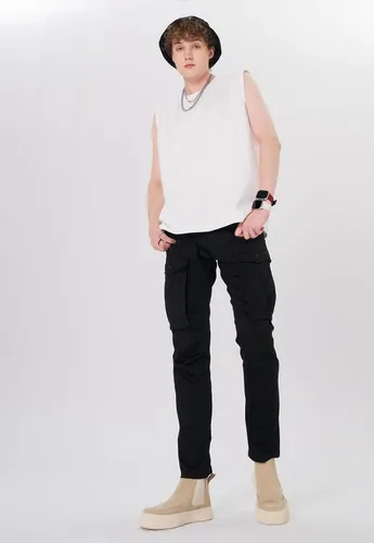 Vista 5 de Plaid&Plain Pantalones cargo ajustados con rodillas articuladas para hombre