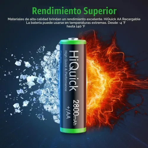 Vista 5 de HiQuick 2800 mAh AA Baterías Recargables de Alta Capacidad de Alto Rendimiento, Carga Previa 1.2V, Paquete de 8