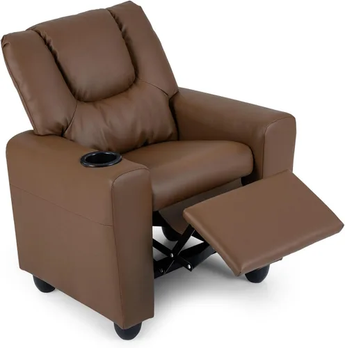 Vista 13 de GLACER Sillón reclinable para niños con portavasos de terciopelo vaca