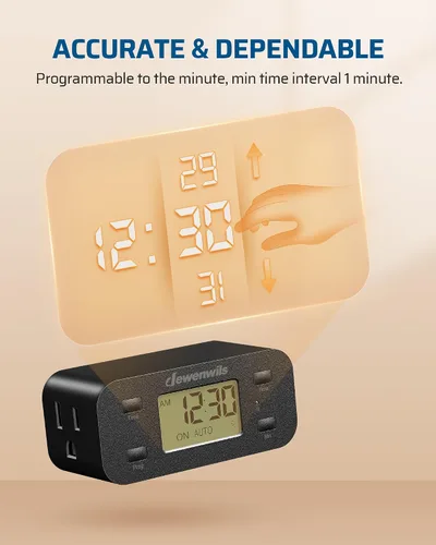Vista 4 de DEWENWILS Temporizador Digital Programable de 24 Horas con 1 Enchufe con Conexión a Tierra, Temporizadores para Enchufes Eléctricos, Temporizador