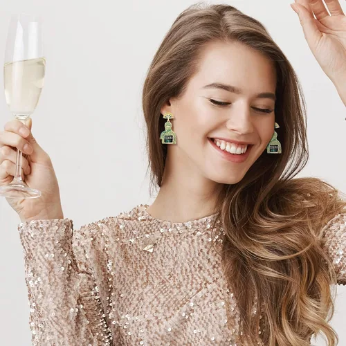 Vista 4 de Regalos de tequila para mujer, aretes de Margarita, aretes de tequila, aretes de vacaciones para mujer, aretes de champán para mujer, regalos