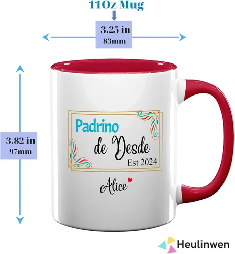 Vista 3 de Bautizo Recuerdos Juego De 2 Tazas 2024, Para Niño, Niña, Propuesta de Regalos de Dios Padrinos De Bautizo Propuesta Set 2 Tazas Café 11Oz, Regalo