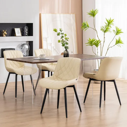 Vista 3 de YOUNUOKE Juego de 2 Sillas de Comedor de Mediados de Siglo Modernas Silla de Cocina Cómodas Sillas Tapizadas de Cuero Sintético Sillas de Cena