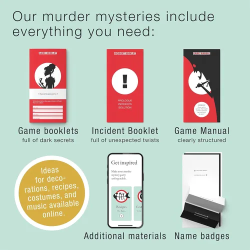 Vista 4 de Deadly Fame - Un moderno juego de cena de misterio de asesinato para 5-8 jugadores