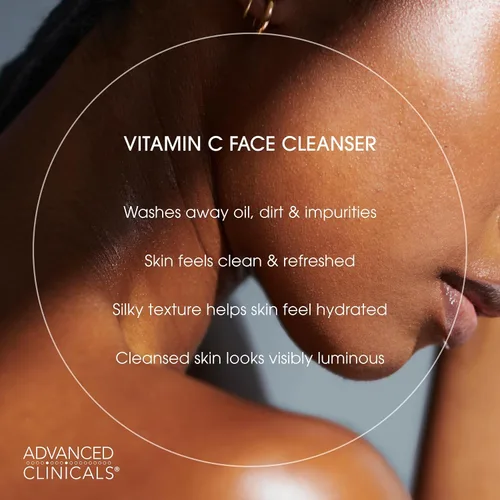 Vista 4 de Advanced Clinicals Limpiador facial suave con vitamina C para mujeres y hombres Jabón limpiador facial de gel con aroma a cítricos Aloe Vera +