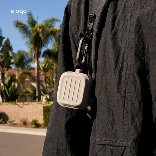 Vista 7 de Elago Armor - Funda para AirPods 4 Mosquetón incluido, soporta carga inalámbrica, resistente a los golpes, protección completa (negro)