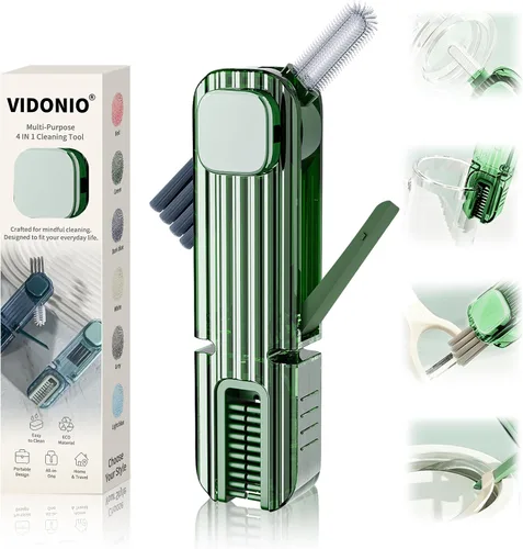 Vista 18 de VIDONIO Cepillo de limpieza de 4 en 1 para ranuras de tapas de vasos, herramientas de limpieza multifuncionales para botellas aisladas, limpiador