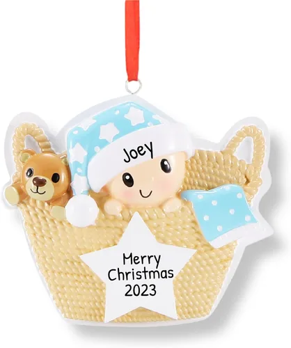 Vista 4 de Adorno 3D personalizado para la primera Navidad del bebé 2025 para niño Adorno de la primera Navidad del bebé 2025 Adornos de bebé para árbol