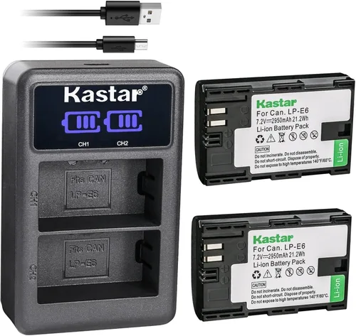 Vista 5 de Kastar Cargador de batería USB LP-E6 LED2 compatible con batería Blackmagic BMPCC 4K BMPCC4K, diseño Blackmagic Pocket Cinema Camera 4K, diseño