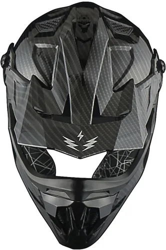 Vista 4 de 1Storm - Casco de motocross para adulto ATV Dirt Bike BMX MX de estilo de pista en montaña JH601; de fibra de carbono negro