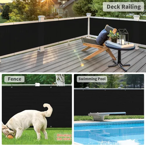 Vista 4 de Love Story Pantalla de privacidad para balcón, 2.5 x 5 pies, cubierta de valla protectora para terraza, protección UV y resistente a la intemperie