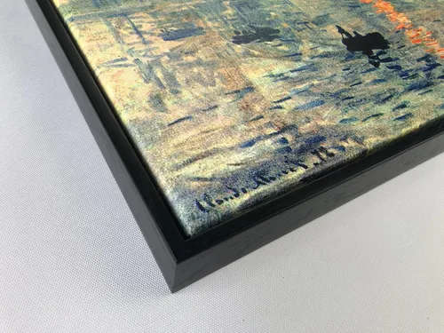 Vista 8 de Wieco Art Impression Sunrise - Lienzo enmarcado moderno para pared, impresiones de Claude Monet, pinturas al óleo, obras de arte de paisaje marino