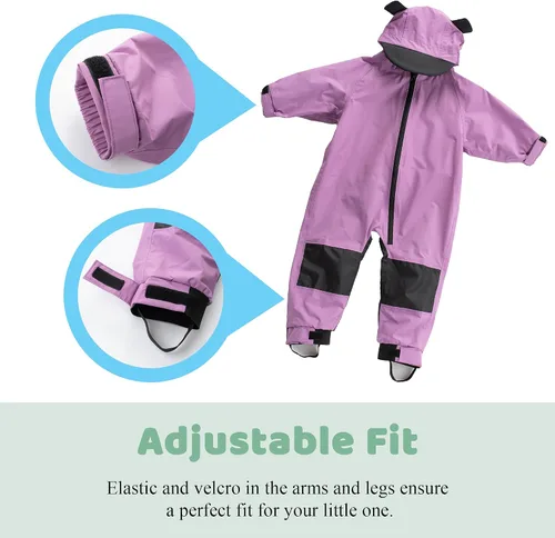 Vista 2 de Traje de lluvia para niños pequeños - Muddy Buddy - Overol impermeable de una pieza resistente a la intemperie para bebé