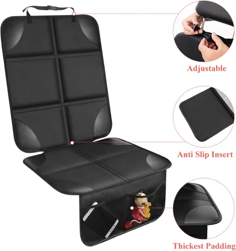 Vista 5 de Protector de Asiento de Coche, Protector de Asiento con Acolchado Grueso Debajo del Asiento de Coche del Bebé, Funda de Asiento de Tela