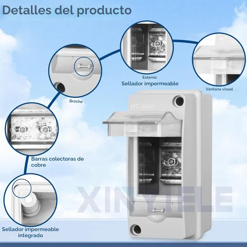Vista 3 de Caja de Protección de Distribución Impermeable, Caja Eléctrica de Disyuntores de Plástico ABS y Cubierta Transparente IP65, para Disyuntor de Pared
