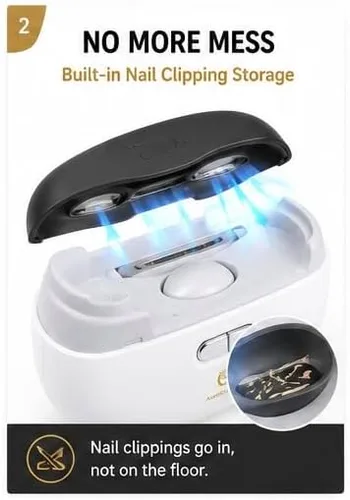 Vista 2 de Cortaúñas eléctrico, recortador de uñas automático y pulidor para uñas, herramienta eléctrica recargable con almacenamiento de recortes para adultos