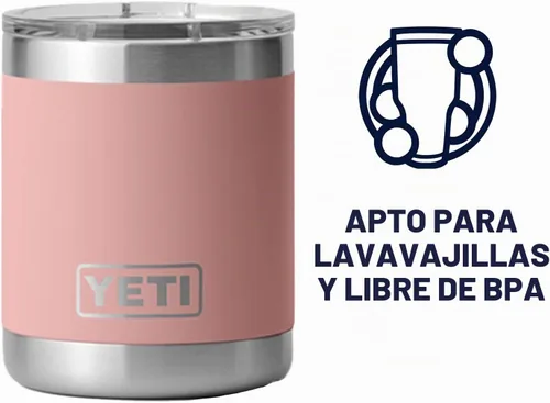 Vista 3 de Yeti Rambler Vaso corto de 10 onzas con aislamiento térmico al vacío, de acero inoxidable, con tapa MagSlider Rosa arenisca.
