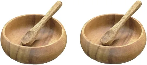 Vista 3 de PACIFIC MERCHANTS Acaciaware - Bandeja de madera de acacia para servir de 12 x 5 pulgadas, y (2) cuencos de 4 pulgadas para salsa y nueces