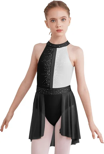 Vista 19 de CHICTRY Kids Girls Sparkly Rhinestone Ballet Gymnastics Leotards Modern Lyrical Dance Costume