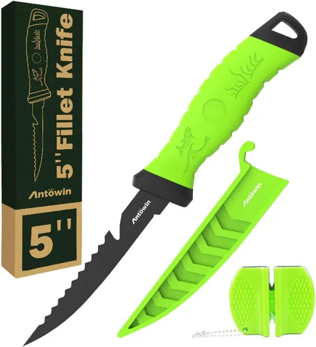Vista 12 de ANTOWIN Cuchillo de filete de 7 pulgadas para pescado, hoja de acero inoxidable SG2 japonés de grado profesional, cuchillos de filete de pesca