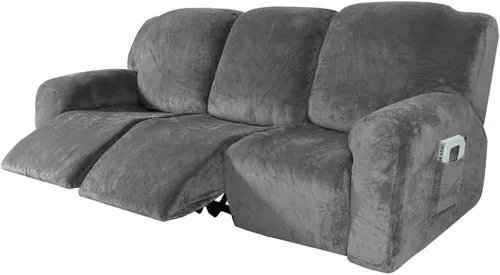 Vista 39 de vctops Fundas reclinables de felpa de terciopelo de lujo, 4 piezas, fundas elásticas y suaves para sofá, protector antideslizante de muebles