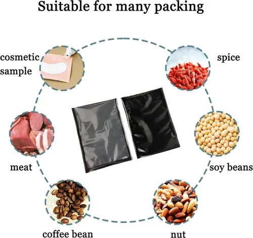 Vista 9 de PABCK 50 bolsas selladoras al vacío negras para almacenamiento de alimentos, 5.91 x 8.66 pulgadas, plástico transparente texturizado para envases