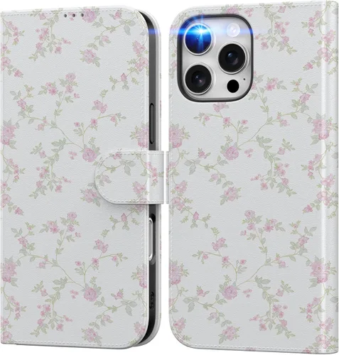 Vista 25 de DEENAKIN Funda tipo cartera para iPhone 15 con tarjetero + clip para efectivo, bloqueo RFID, protección contra caídas de grado militar y obras