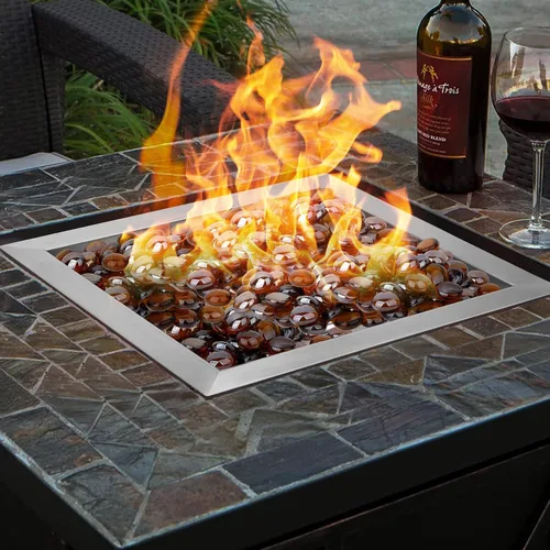 Vista 5 de onlyfire Anillo Quemador Cuadrado de 12 Pulgadas para Fogata de Gas Natural y Propano y Chimenea, Quemador de Fogata DIY de Acero Inoxidable 304