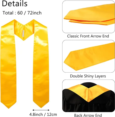 Vista 3 de GraduationMall Unisex Adult Plain Graduation Stole 60"72
