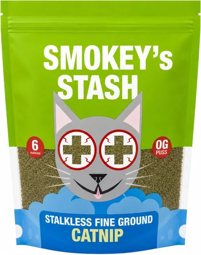 Vista 6 de Smokey's Stash Catnip Stalkless Dry Ground Premium Bulk Bolsa de 3 onzas Fuerte para gatos
