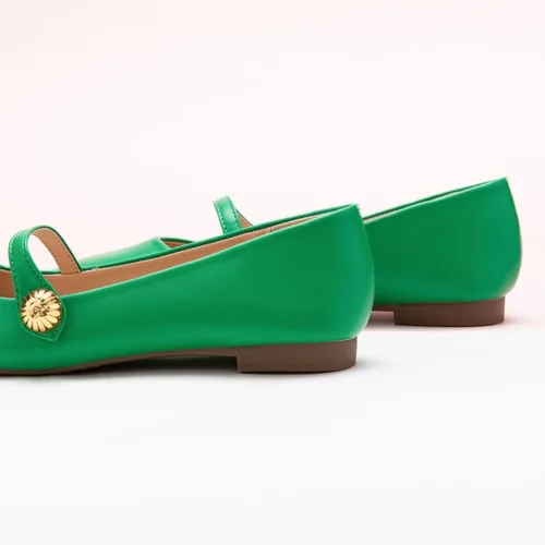 Vista 3 de C.Paravano Zapatos Mary Jane para mujer Zapatos planos para mujer Zapatos planos de punta cuadrada para mujer Cuero Mary Jane